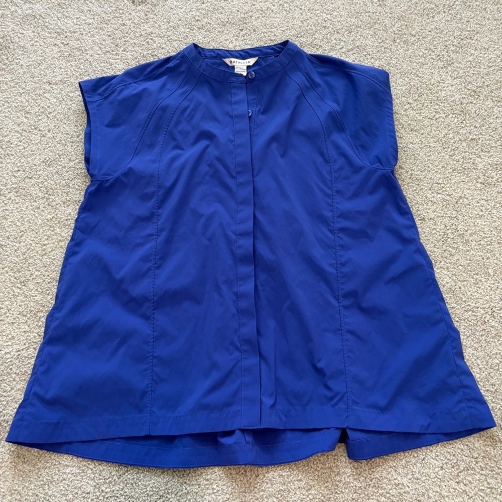 Athleta Performance Poplin Popover Top Womens S Purple Oversized‎ Chic Blouse